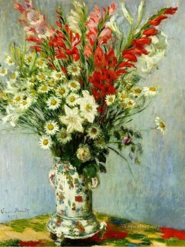  Bouquet Art - Bouquet of Gadiolas Lilies and Dasies Claude Monet Impressionism Flowers